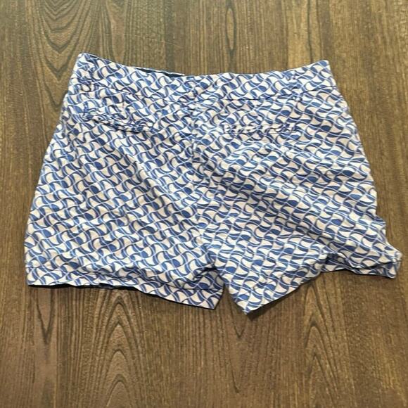 Nautica 4" Stretch Twill Printed Shorts Mid Rise Cotton Blend Blue/White Size 10 - Picture 6 of 6